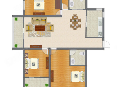3室2厅 140.20平米
