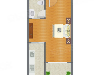 1室0厅 54.70平米户型图