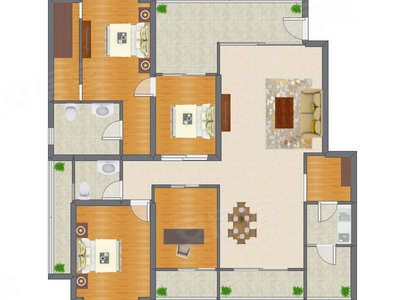4室2厅 175.50平米户型图