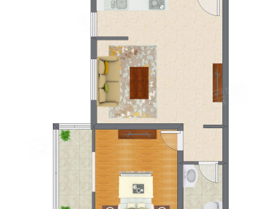 1室1厅 80.32平米户型图
