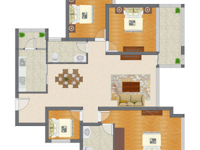 4室2厅 128.44平米