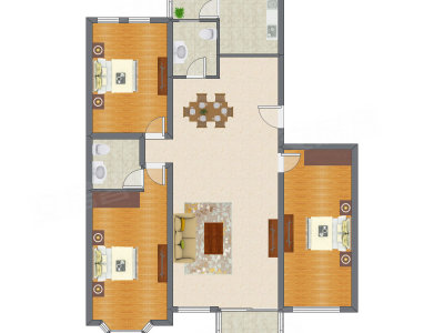 3室2厅 153.83平米