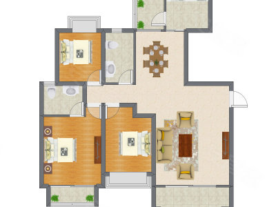 3室2厅 97.10平米户型图