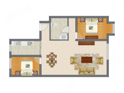 2室2厅 96.52平米户型图
