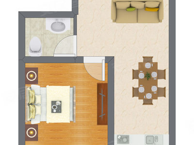 1室2厅 39.00平米