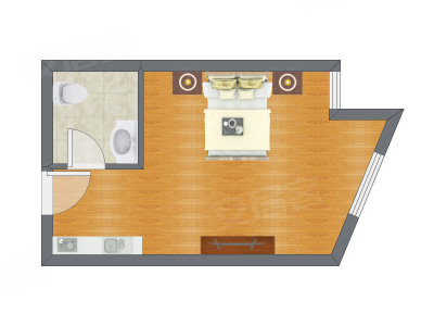 1室0厅 40.23平米户型图