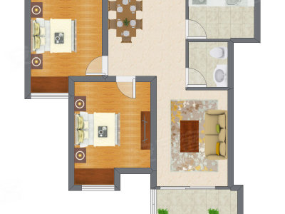 2室2厅 86.75平米户型图