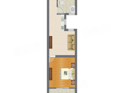 1室1厅 45.00平米户型图