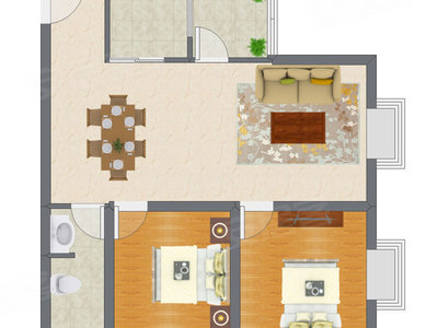 2室2厅 85.63平米户型图