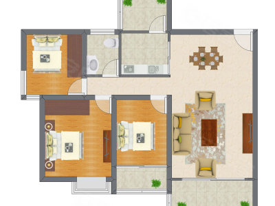 3室2厅 99.15平米户型图