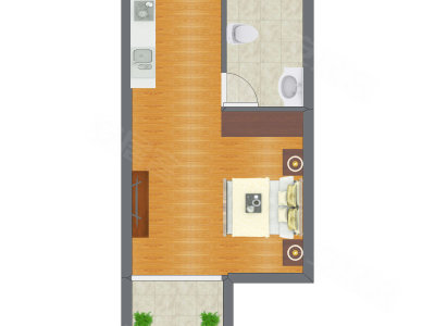 1室1厅 28.86平米户型图