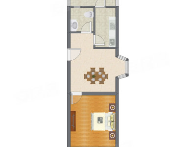 1室1厅 59.25平米
