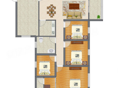 4室2厅 158.00平米户型图