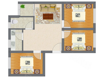 3室1厅 73.26平米户型图