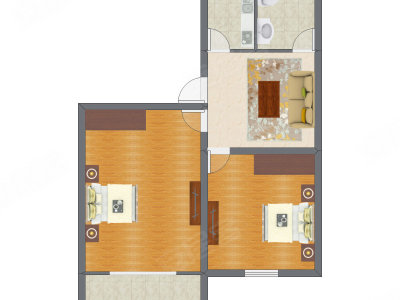 2室1厅 71.00平米