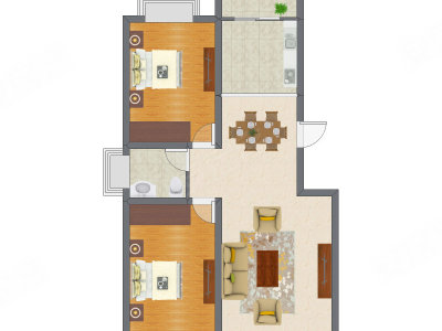 2室2厅 85.00平米
