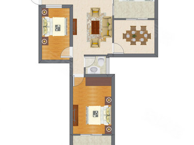 2室2厅 54.85平米
