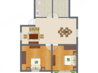 2室1厅 75.23平米户型图