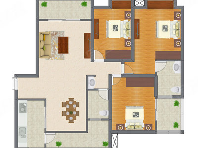 3室2厅 133.67平米户型图
