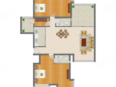 2室2厅 156.62平米户型图