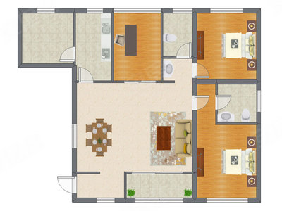 3室2厅 109.09平米户型图
