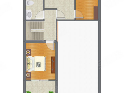 2室2厅 58.27平米户型图