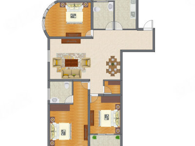 3室2厅 118.40平米户型图