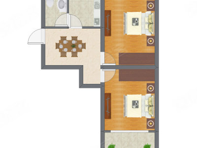 2室1厅 43.35平米
