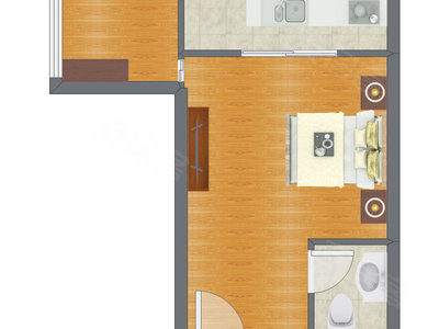 1室0厅 32.37平米户型图