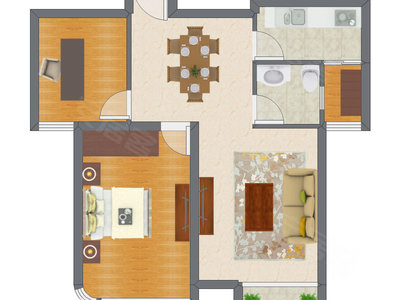 2室2厅 86.60平米户型图
