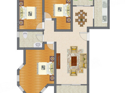 3室2厅 105.77平米