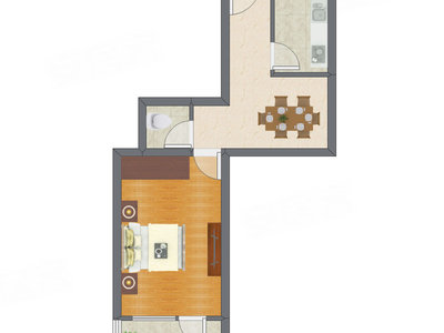 1室1厅 50.80平米户型图
