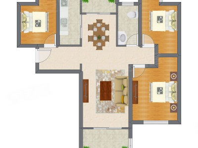 3室2厅 80.31平米