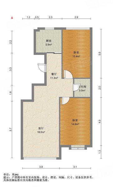 瑞丰嘉苑2室1厅1卫107㎡南北200万