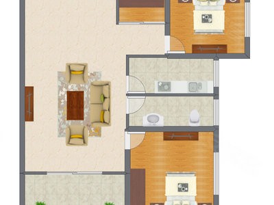 2室2厅 95.24平米户型图