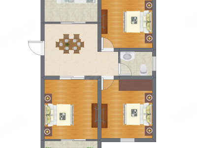 3室1厅 63.60平米