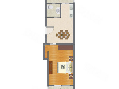 1室1厅 47.21平米