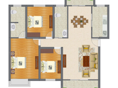 3室2厅 82.00平米户型图