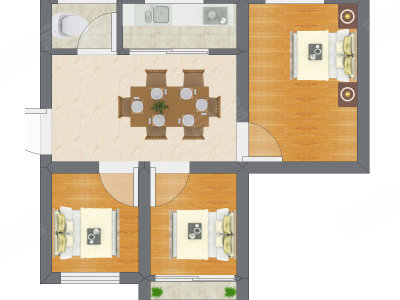 3室1厅 72.00平米户型图
