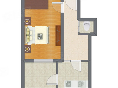 1室1厅 33.64平米