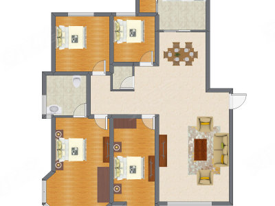 4室2厅 127.00平米户型图