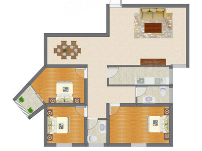 3室2厅 103.20平米户型图