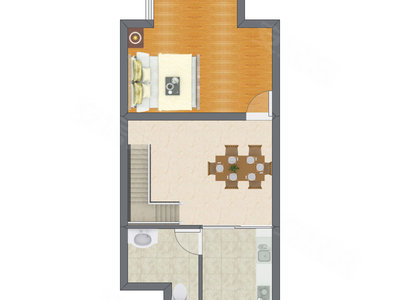 3室1厅 53.30平米户型图