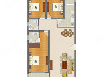 3室2厅 116.34平米户型图
