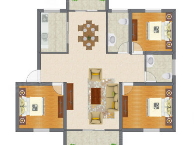 3室2厅 127.35平米