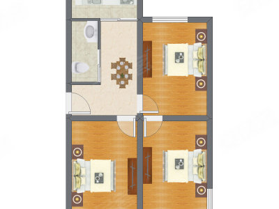 3室1厅 72.00平米