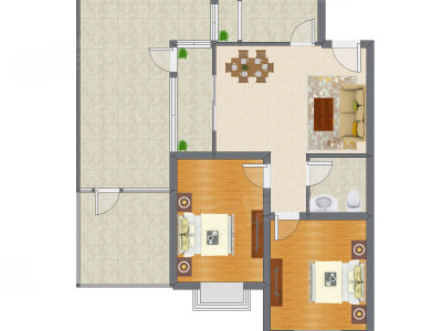2室2厅 84.74平米