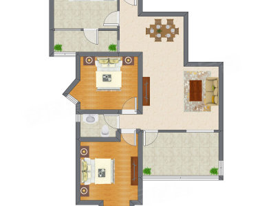 2室2厅 89.39平米