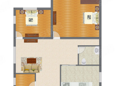 2室1厅 90.54平米