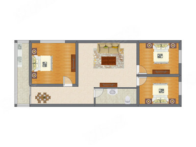 3室2厅 115.34平米户型图